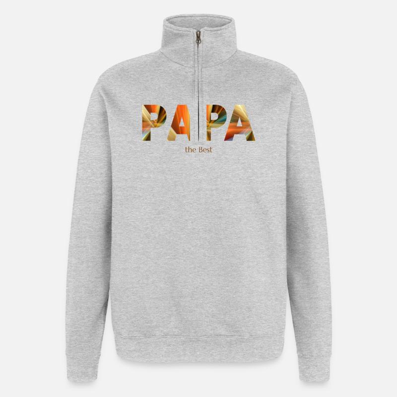 Papa - mon ancre - Sweat à zip 1/4 - gris chiné