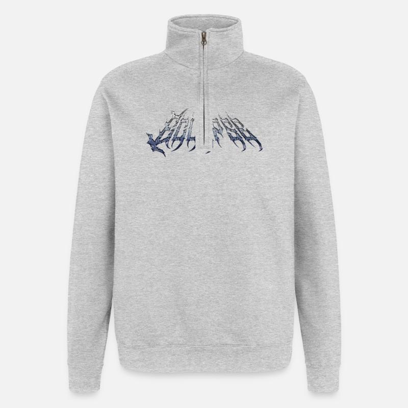 Finsternis – kaltmetallischer Chromtext - Quarter-Zip-Sweatshirt - Grau meliert