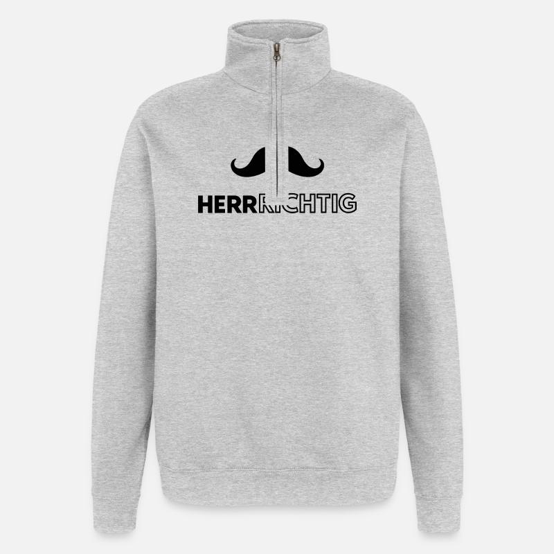 Ich bin der Mann  - Quarter-Zip-Sweatshirt - Grau meliert