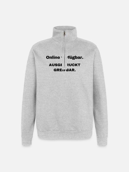 Available online. Printed tangible. - Quarter-Zip Sweatshirt - heather grey