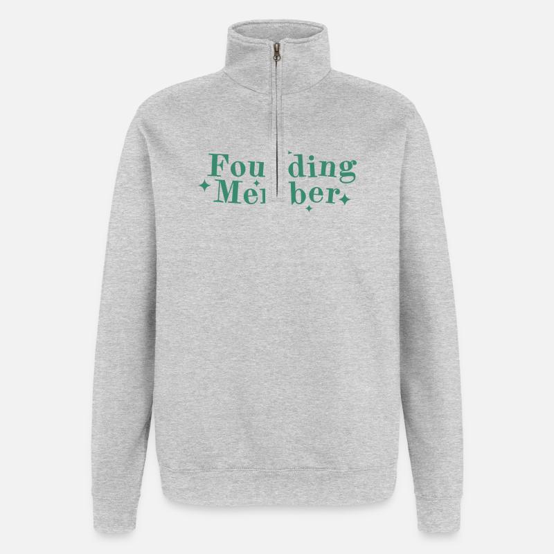 Founding Member Schriftlogo Sterne - Quarter-Zip-Sweatshirt - Grau meliert