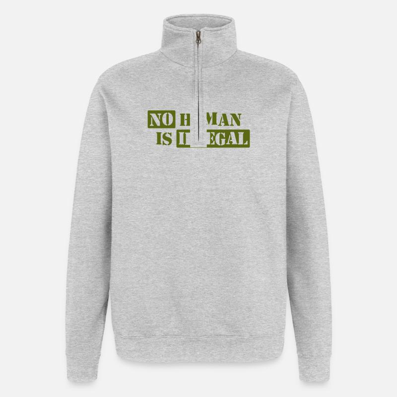 No Human Is Illegal - Quarter-Zip Sweatshirt - heather grey