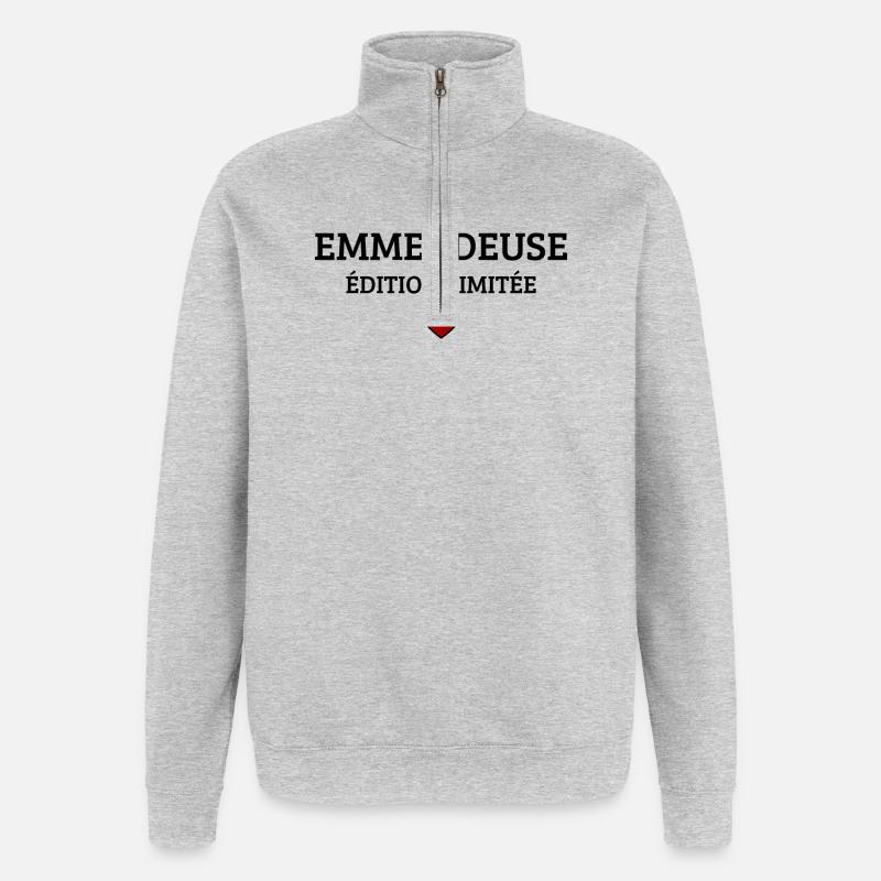 Emmerdeuse Édition Limitée Humour Drôle - Sweat à zip 1/4 - gris chiné