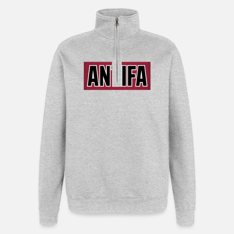 Antifa – Antifaschistisches Merch - Quarter-Zip-Sweatshirt - Grau meliert
