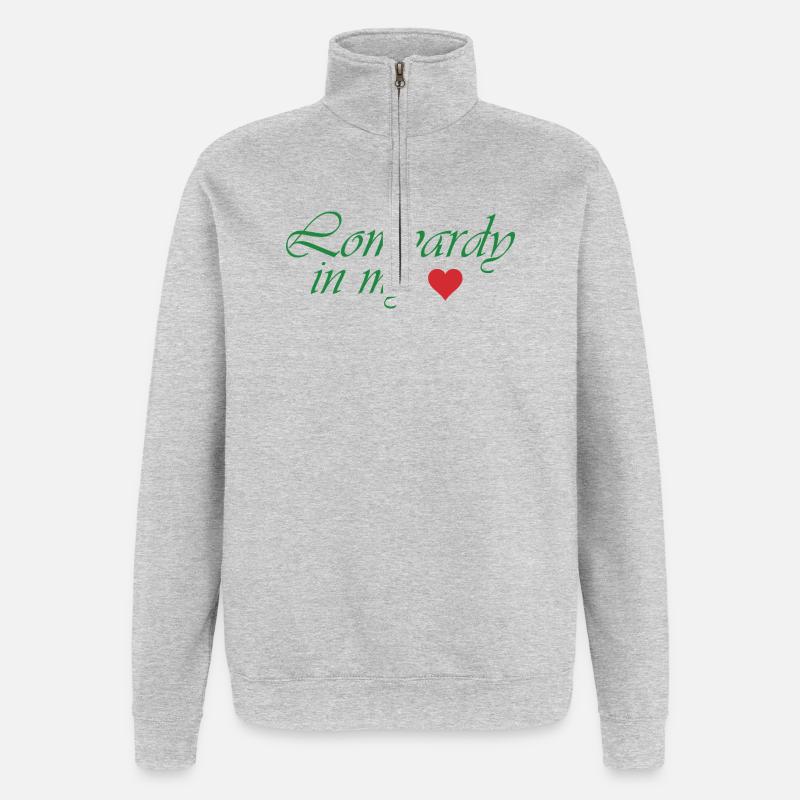 Conception de l’écriture Lombardy Heart - Sweat à zip 1/4 - gris chiné