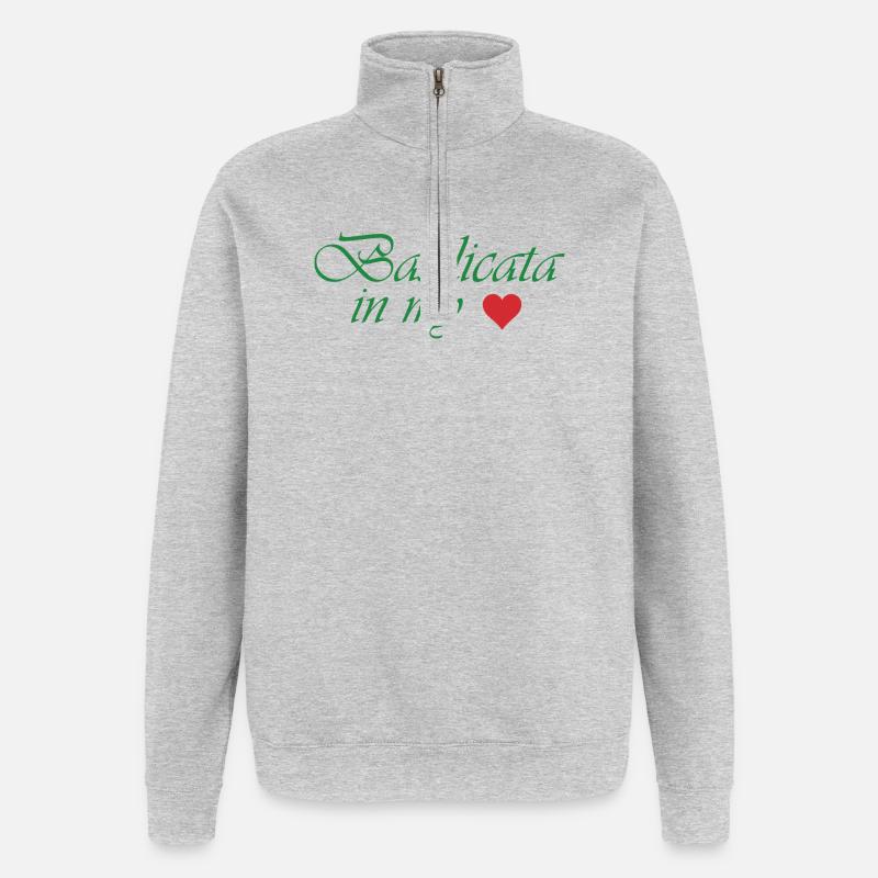 Basilicata in meinem Herzen - Quarter-Zip-Sweatshirt - Grau meliert