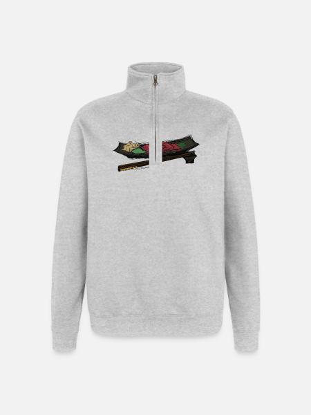 Sashimi King - Quarter-Zip-Sweatshirt - Grau meliert