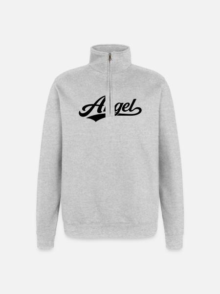 Angel name first last family - Quarter-Zip Sweatshirt - heather grey