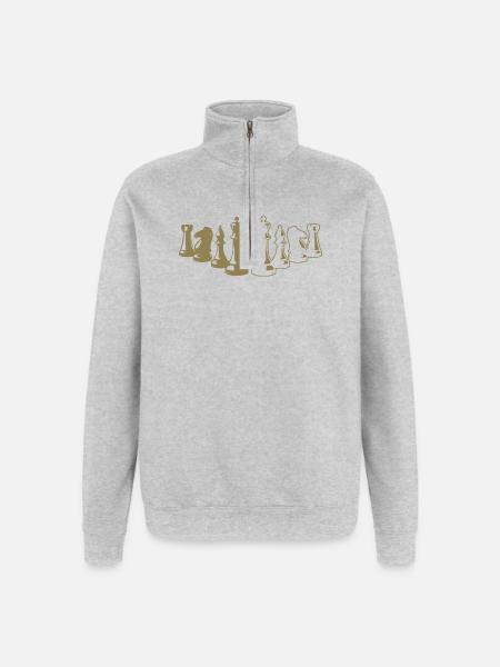 Minimalist Chess Silhouette Chessboard - Quarter-Zip Sweatshirt - heather grey