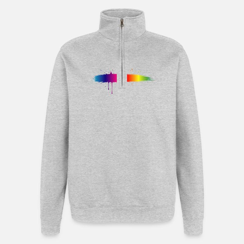Regenbogen Pinselstrich Farbverlauf Splash - Quarter-Zip-Sweatshirt - Grau meliert