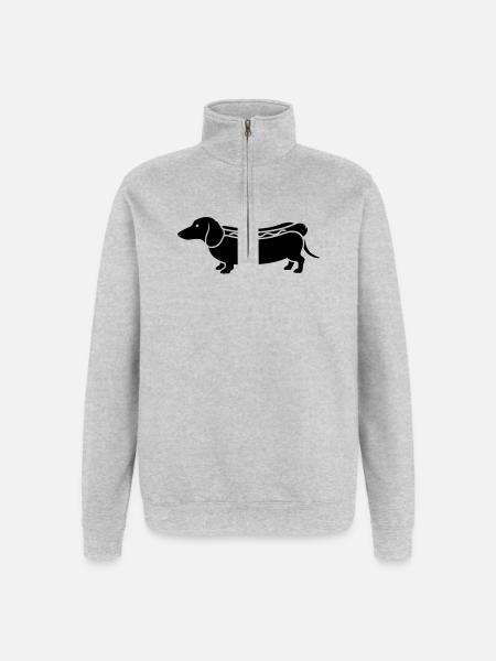 Dachshund Hot Dog Sausage Silhouette - Quarter-Zip Sweatshirt - heather grey