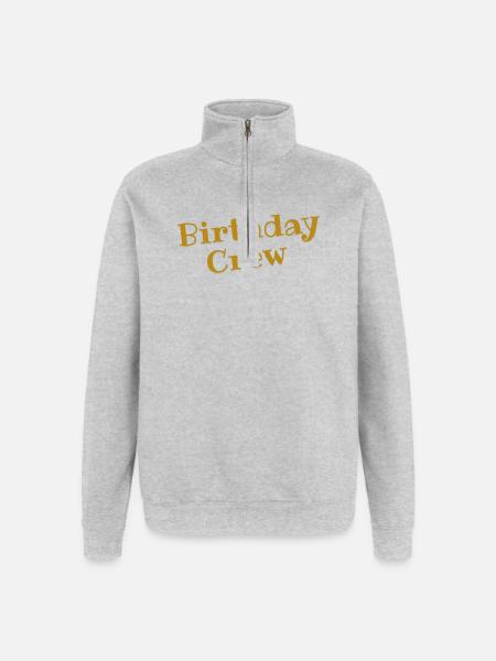 Birthday Crew - Quarter-Zip-Sweatshirt - Grau meliert