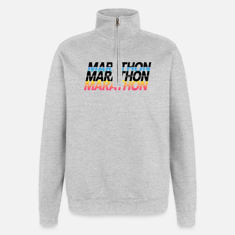 Marathon Gradient Typography - Quarter-Zip Sweatshirt - heather grey