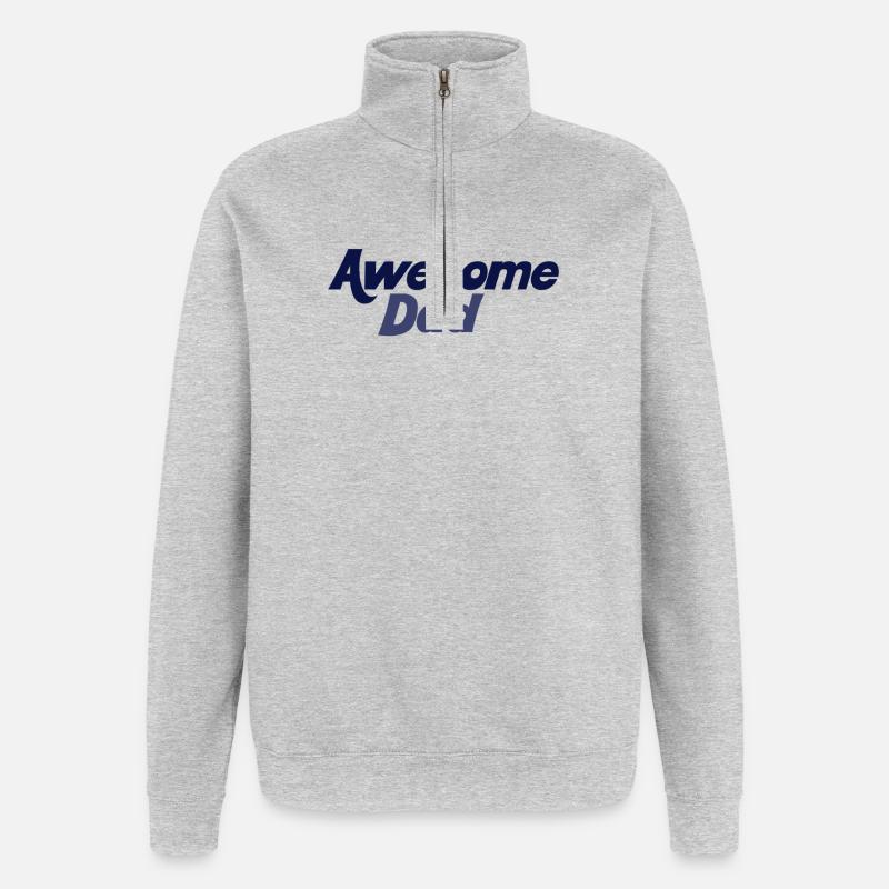 Bold Blue Gradient Awesome Dad - Quarter-Zip Sweatshirt - heather grey