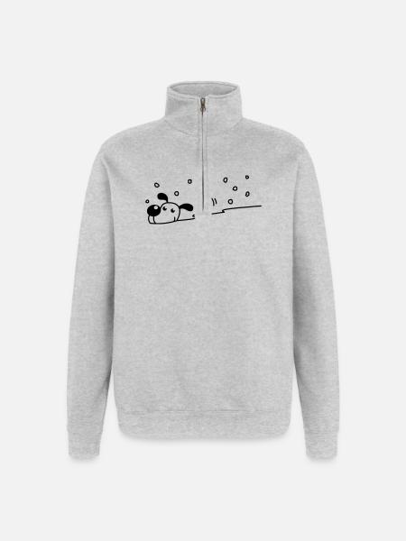 Cute dog in the snow - Quarter-Zip Sweatshirt - heather grey