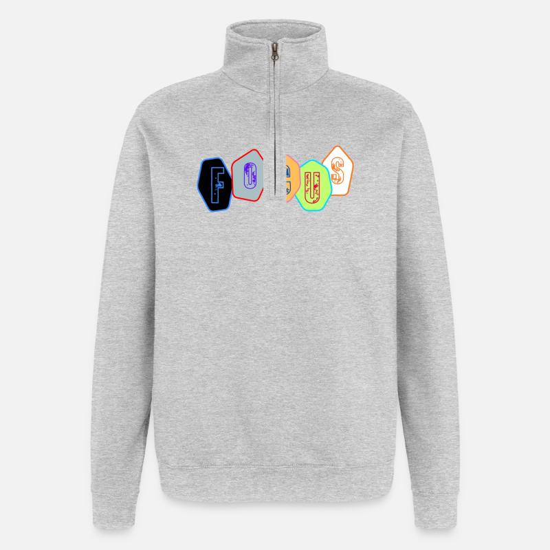 Focus in chrome blocks - Quarter-Zip Sweatshirt - heather grey