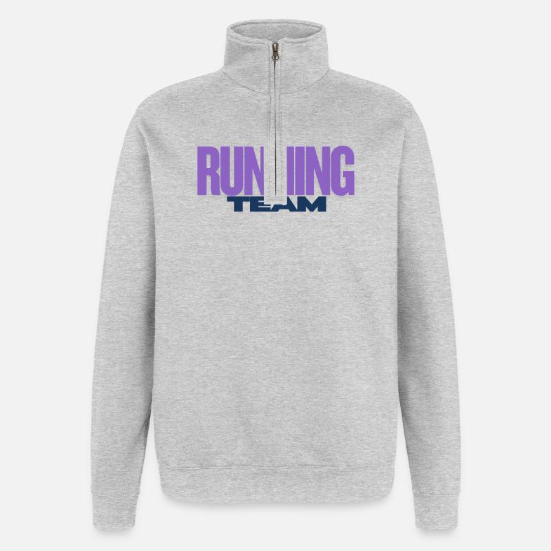 Running Team - Quarter-Zip-Sweatshirt - Grau meliert
