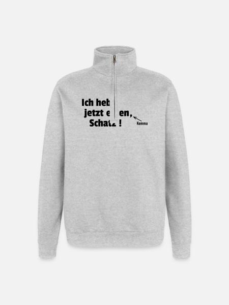 Schatz heben - Quarter-Zip-Sweatshirt - Grau meliert