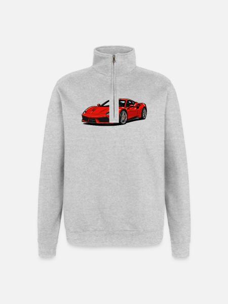 Red Sports Car Illustration - Quarter-Zip Sweatshirt - heather grey