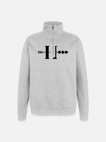 Letter h arrow heart - Quarter-Zip Sweatshirt - heather grey