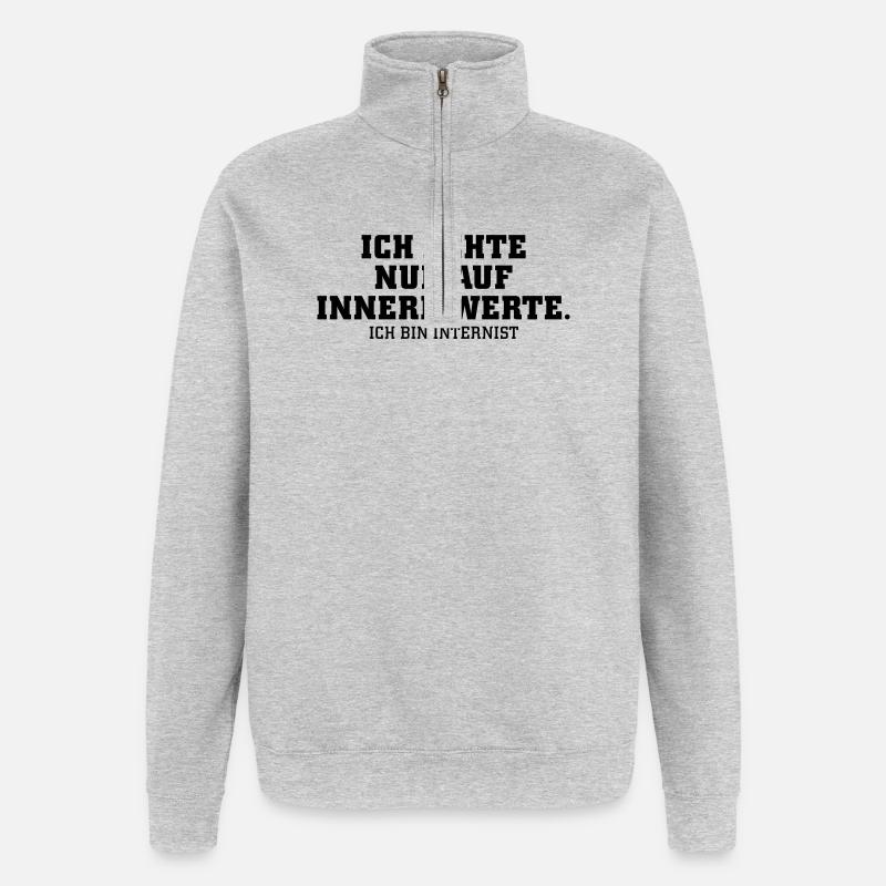 Internist - Quarter-Zip-Sweatshirt - Grau meliert