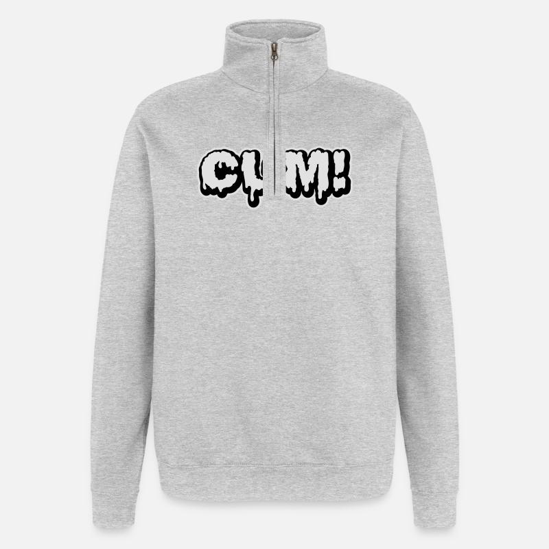 Cum | Sperma | Wichse - Sweat à zip 1/4 - gris chiné