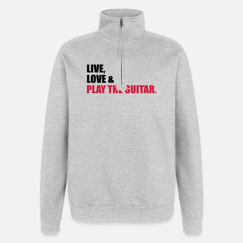 Guitare - Sweat à zip 1/4 - gris chiné