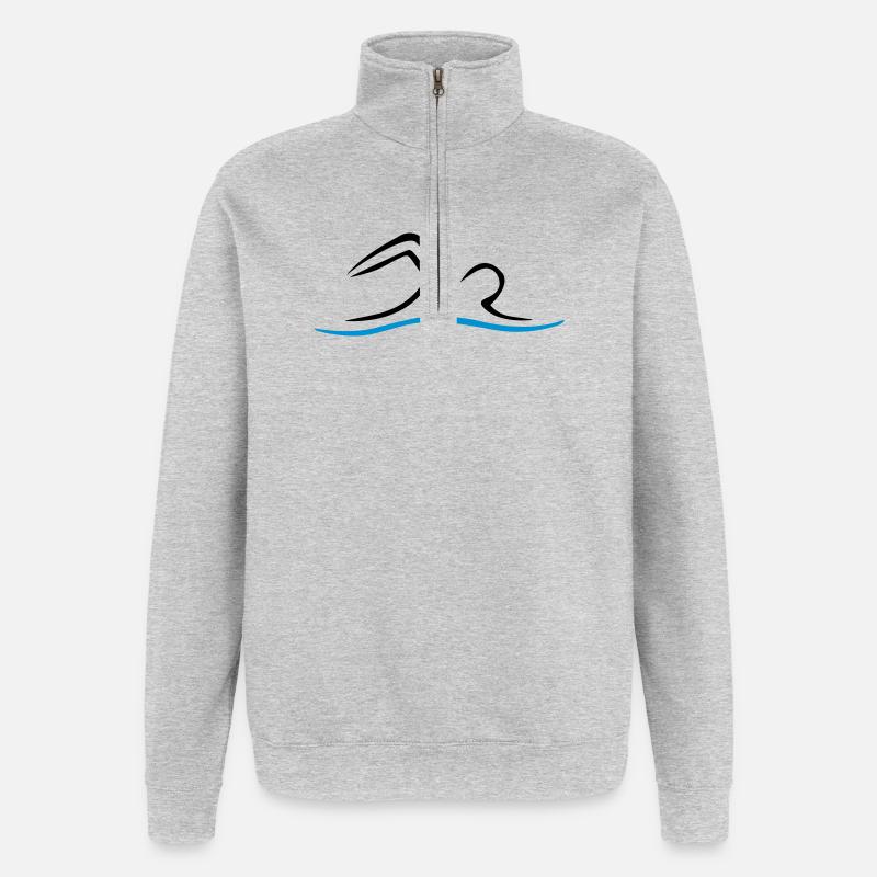 NAGE - Sweat à zip 1/4 - gris chiné