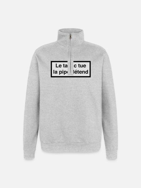 Tobacco kills, pipe relaxes :) - Quarter-Zip Sweatshirt - heather grey