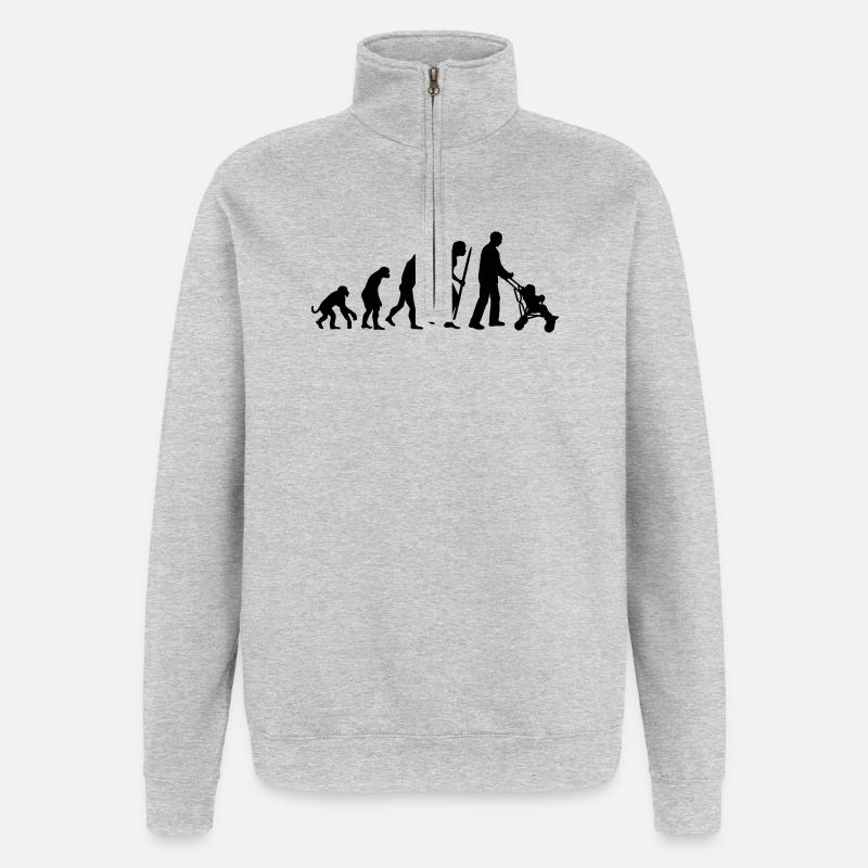 Evolution de la super-papa - Sweat à zip 1/4 - gris chiné