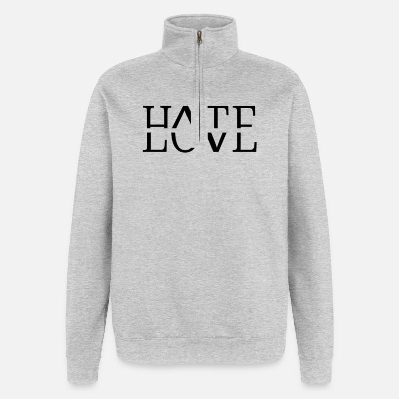 Love hate - Sweat à zip 1/4 - gris chiné
