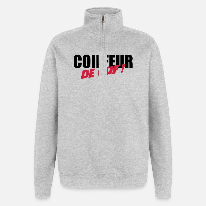 Coiffure / Coiffeur / Coiffeuse / Mode / Cheveux - Sweat à zip 1/4 - gris chiné