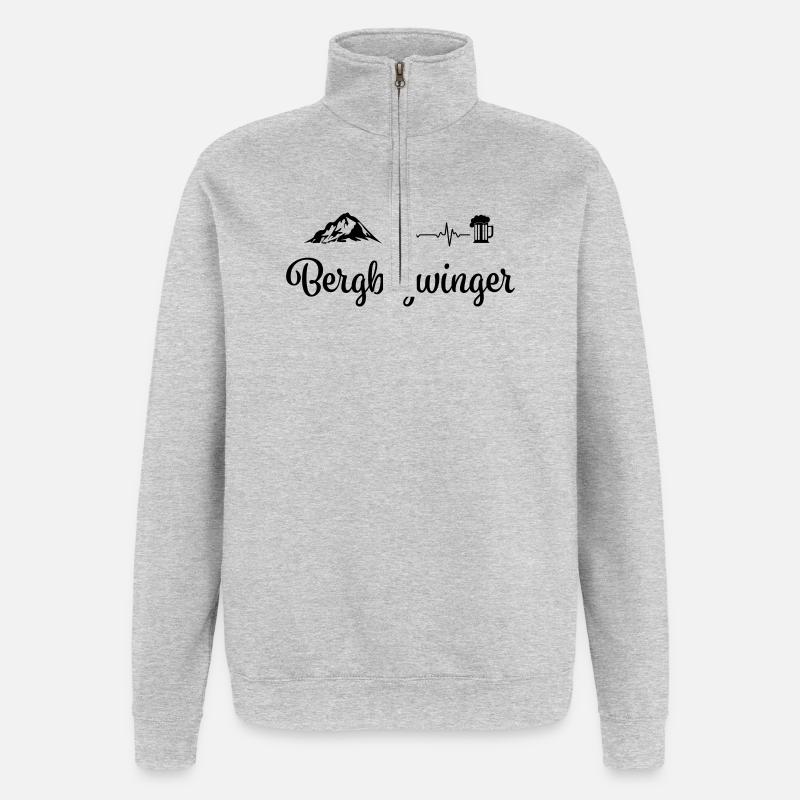 Bergbezwinger - Quarter-Zip-Sweatshirt - Grau meliert