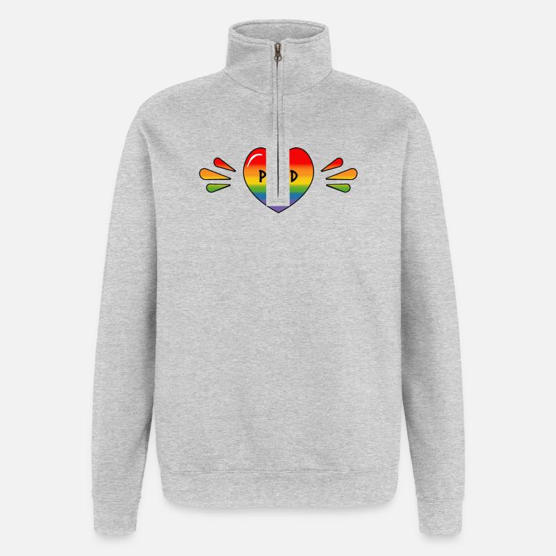 Regenbogen LGBT Stolzes Herz - Quarter-Zip-Sweatshirt - Grau meliert