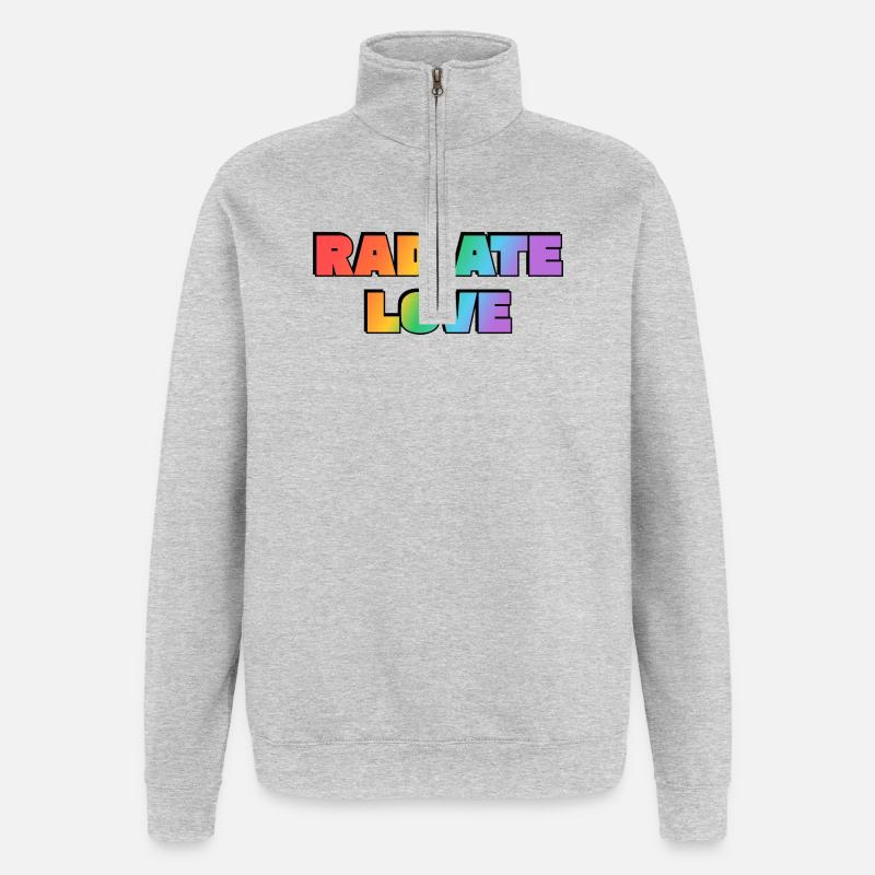 Strahlen Sie Liebe Regenbogen aus - Quarter-Zip-Sweatshirt - Grau meliert