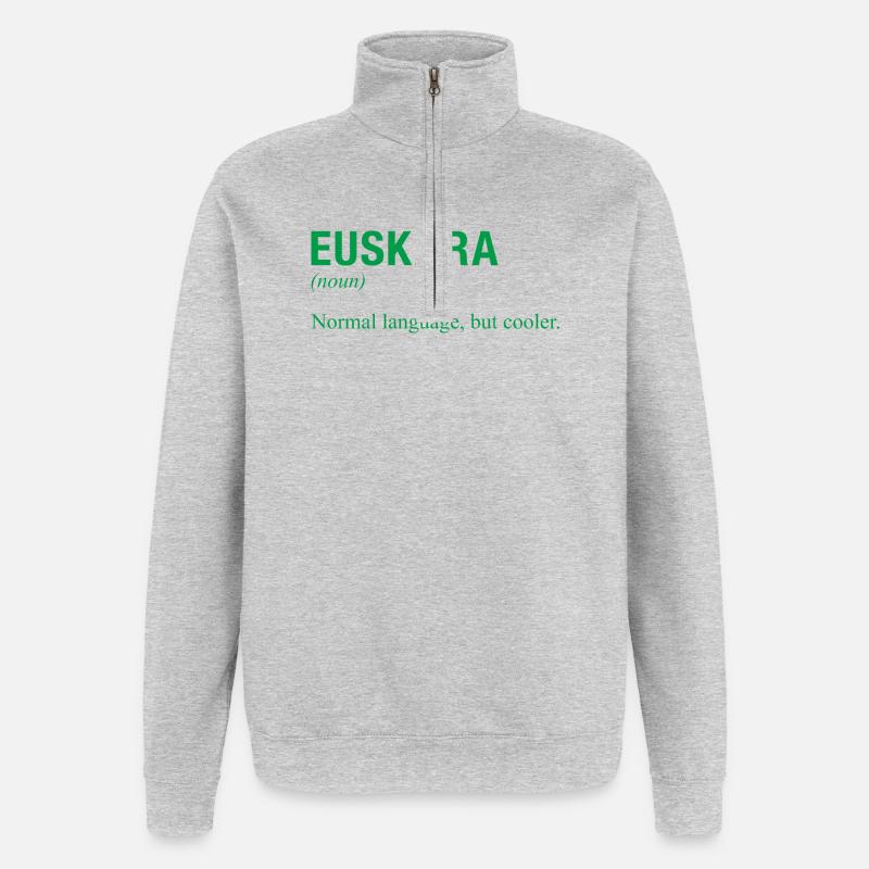 Langue basque - Sweat à zip 1/4 - gris chiné