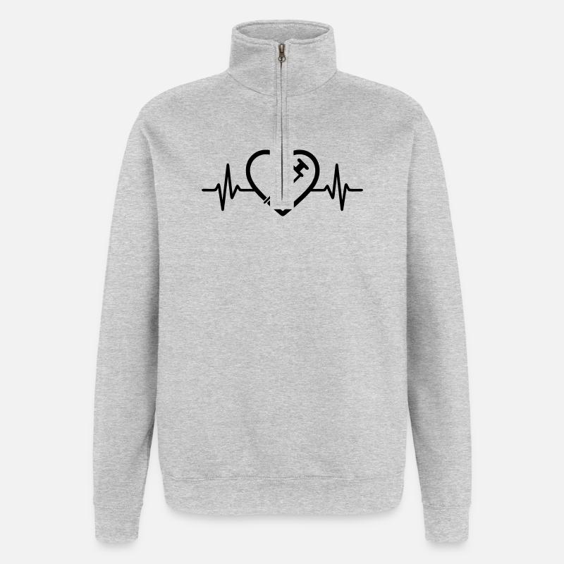 Herz + Krankenpfleger / Krankenschwester – Super  - Quarter-Zip-Sweatshirt - Grau meliert