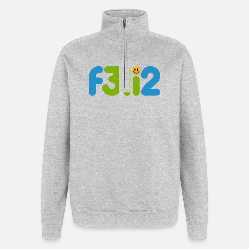 F3li2 Buntes Glyphen-Logo - Quarter-Zip-Sweatshirt - Grau meliert