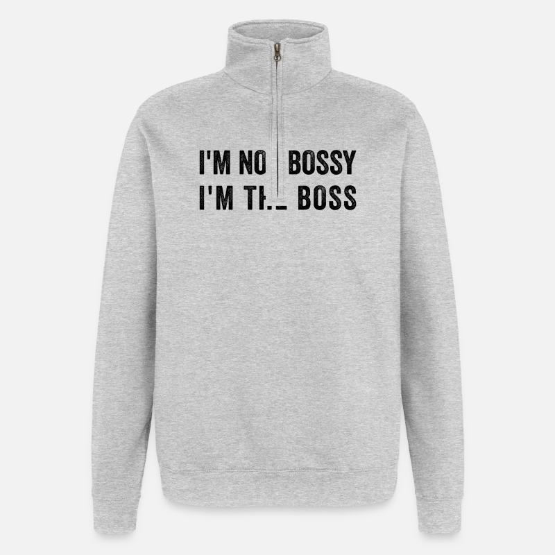 ICH BIN NICHT HERRISCH IM BOS-S - Quarter-Zip-Sweatshirt - Grau meliert