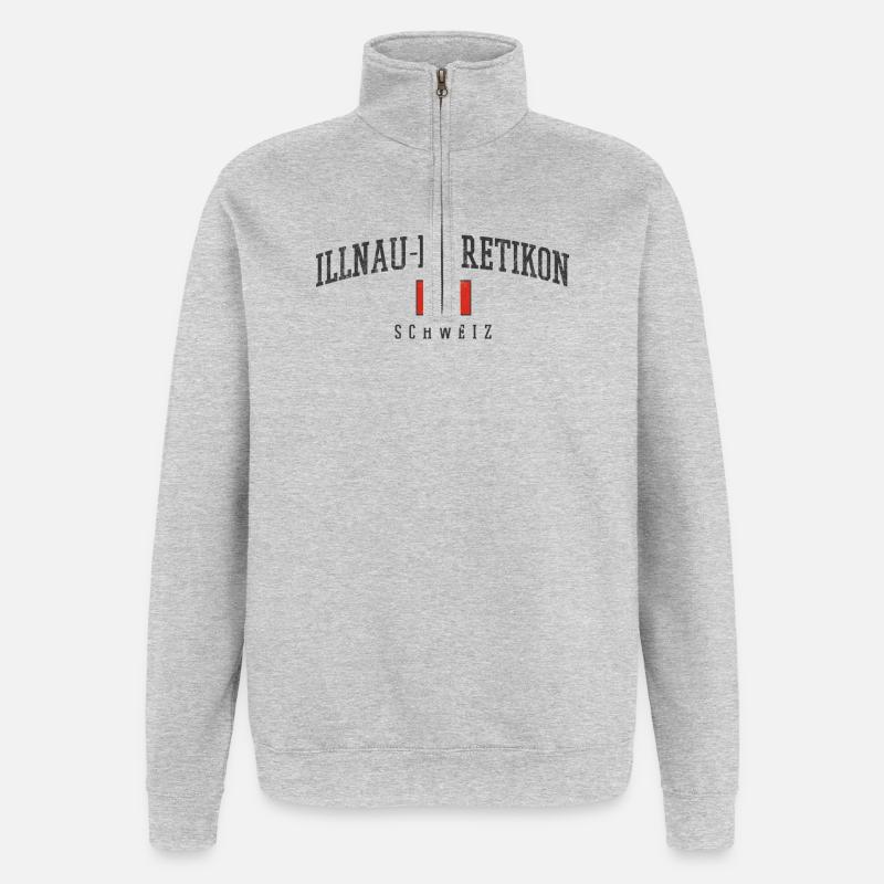 Emblème du drapeau suisse Illnau-Effretikon - Sweat à zip 1/4 - gris chiné