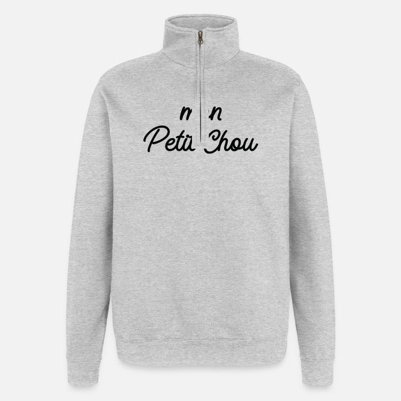 Mon Petit Chou Script Coeur - Sweat à zip 1/4 - gris chiné