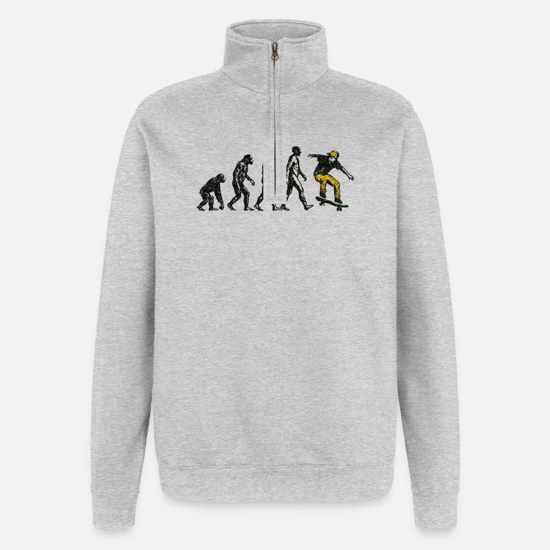 Evolution Skateboarder – Grunge Skate Design - Quarter-Zip Sweatshirt - heather grey