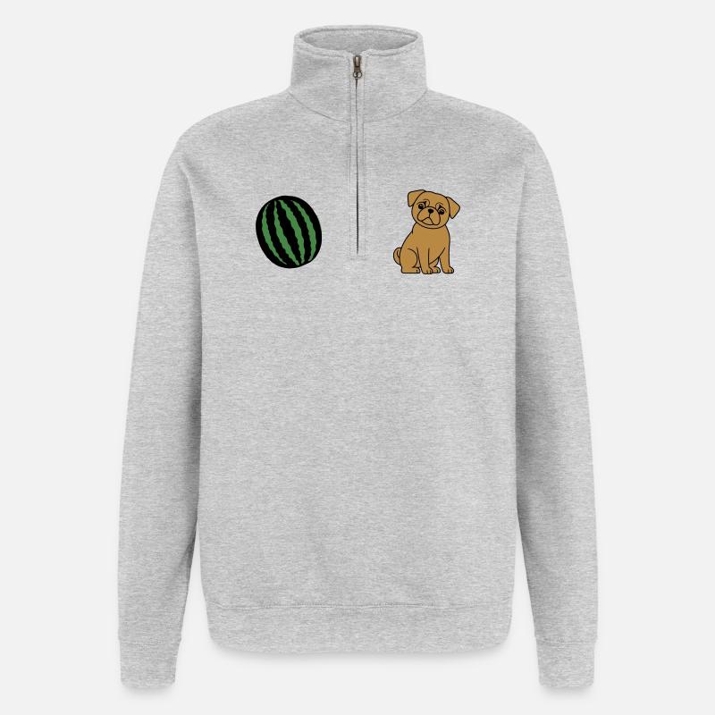 Mops & Melone - Quarter-Zip-Sweatshirt - Grau meliert