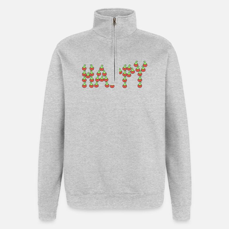 Tomates heureuses - Sweat à zip 1/4 - gris chiné