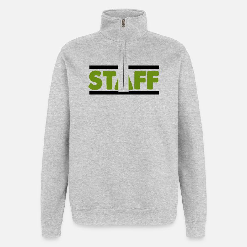 Green Staff Distressed Font - Quarter-Zip Sweatshirt - heather grey