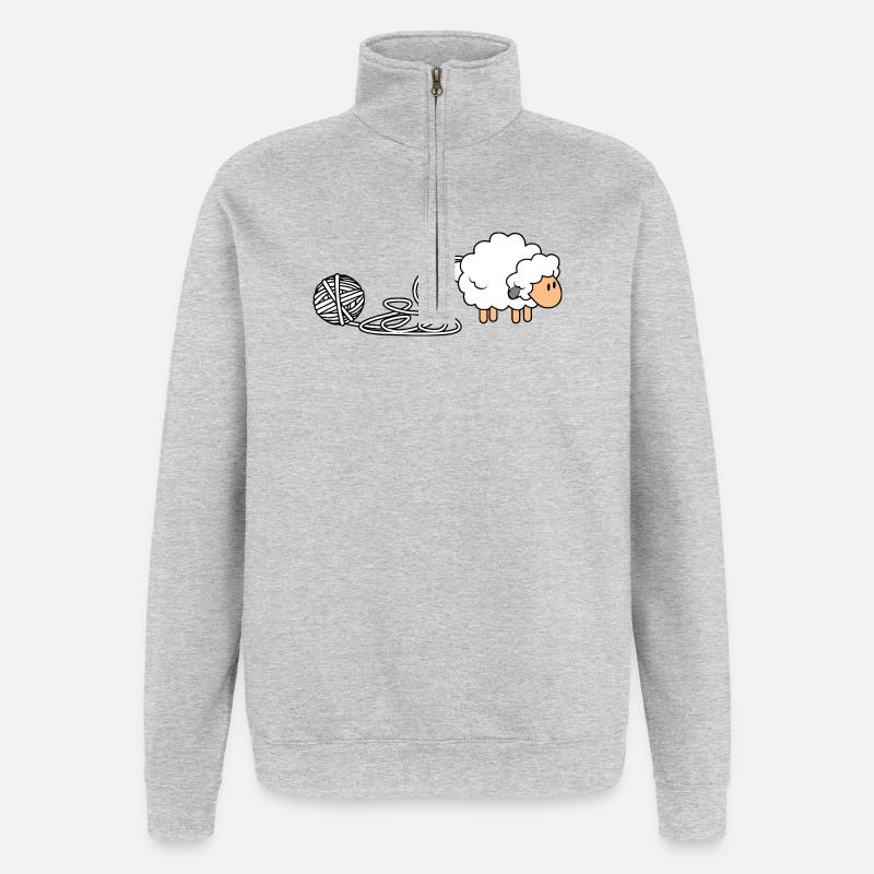 Cozy Sheep Yarn Thema - Quarter-Zip-Sweatshirt - Grau meliert