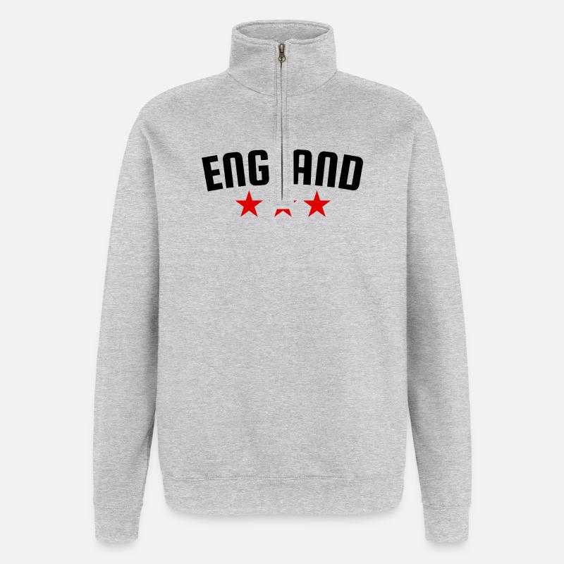 Angleterre 3 étoiles Design - Sweat à zip 1/4 - gris chiné