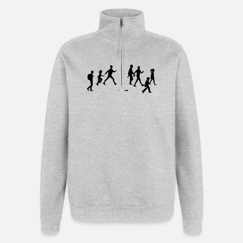 Walking Team Abenteuer - Quarter-Zip-Sweatshirt - Grau meliert