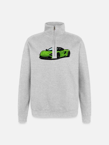 Lime Green Supercar–Illust - Quarter-Zip Sweatshirt - heather grey