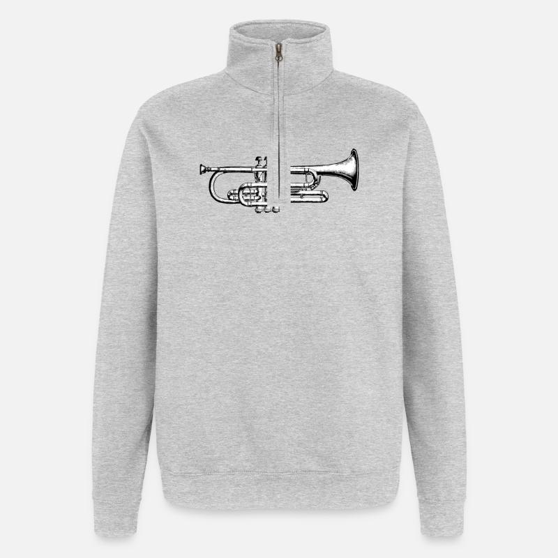 Trompette - Sweat à zip 1/4 - gris chiné